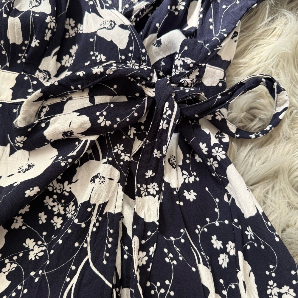 ba&sh Gaby Marine Floral Wrap Midi Dress Size 2 (US 8) - Picture 5 of 7